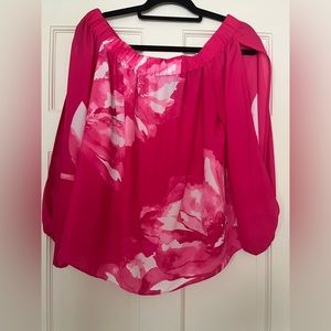 International Concepts Botanical Place Cold Shoulder Top pink size large